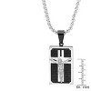 Steeltime 24" two tone stainless steel and 18k gold plated our father prayer crucifix dog tag pendant - 3 of 4