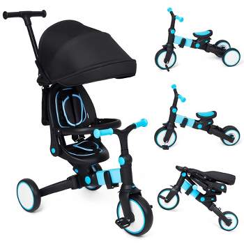 Whizmax 7-in-1 Baby Tricycle, Foldable Toddler Tricycle with Removable and Adjustable Parent Handle, Removable Pedal(Blue)