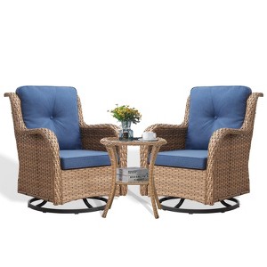 POCASSY Wicker Swivel Rocking Chairs, Oversized Rocker Patio Chairs Set Rattan Glider Chairs for Outdoor Porch Deck Backyard - 1 of 4