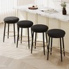 24.75" Velvet Upholstered Backless Counter Stools Set of 4 with Footrest, Round Seat, and Metal Frame for Kitchen, Bedroom - 2 of 4