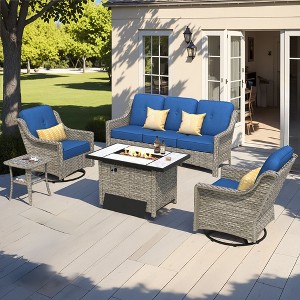 XIZZI OUTDOOR SWIVEL ROCKER SETS: 3-PC Rocker + Modular Sofa & Fire Pit Options - All-Weather Fabric, 8 Color Choices for Patio, Garden, Poolside - 1 of 4