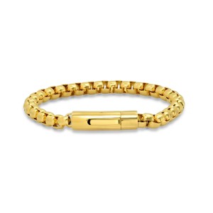 Steeltime Men's 18k gold plated stainless steel box chain bracelet - 1 of 4