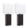 Set of 2 Leather Table Lamps with Fabric Shades - Elegant Designs - 3 of 4