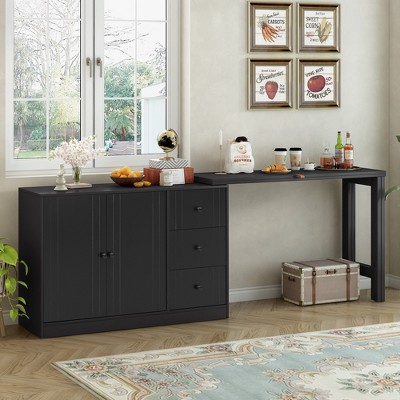 Innovative 2-Door Sideboard with 3 Drawers and Adjustable Pull-Out Top for Flexible Use - ModernLuxe