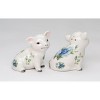 Kevins Gift Shoppe Ceramic Victorian Pig With Blue Rose Pattern Salt And Pepper Shakers - image 4 of 4