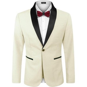 COOFANDY Men's Tuxedo Jacket One Button Dress Suit Blazer Jacket for Wedding Dinner Prom Party - 1 of 4