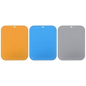 Unique Bargains Dish Drying Mat Set Silicone Sink Drain Pad Heat Resistant Suitable - 1 of 4