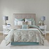 Luxe Quilted Comforter Set, All Season Down Alternative Warm Bedding Matching Shams, Bedskirt, Decorative Pillow, Shawnee Scrollwork - 2 of 4