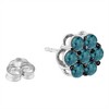 Haus of Brilliance Silver Treated Blue Diamond Floral Stud Earrings - 4 of 4