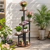 UNHO 5 Tier Tall Corner Plant Stand Flower Pots Organizer Rack Metal Frame Planter Shelf with Round Tray for Home Balcony Patios Garden - 2 of 4