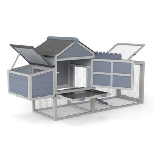 AZL1 Life Concept Pet Crates and Houses 2-Tier Backyard Hen House with Nesting Box, PVC Roof, Easy-Clean Tray, Gray, 79.92"*24.21”*40.16" - 1 of 4