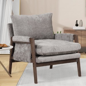 Roundhill Furniture Kelly Mid-Century Modern Velvet Accent Armchair - 1 of 4