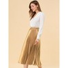INSPIRE CHIC Women's Party Elastic Waist Metallic Shiny Accordion Pleated Midi Skirt - 4 of 4