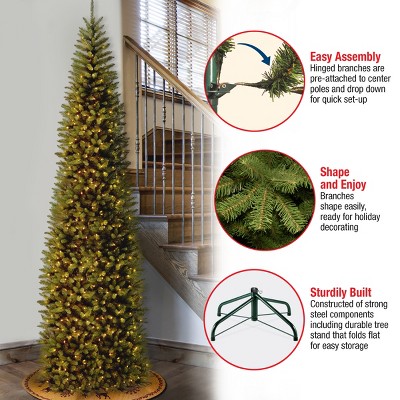 Slim Kingswood Fir Pre-Lit Green Christmas Tree with Clear Lights