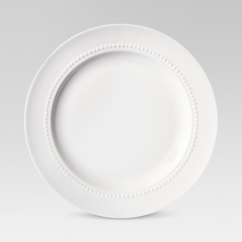 8.3&#34; Porcelain Beaded Rim Salad Plate White - Threshold&#8482;, 1 of 5