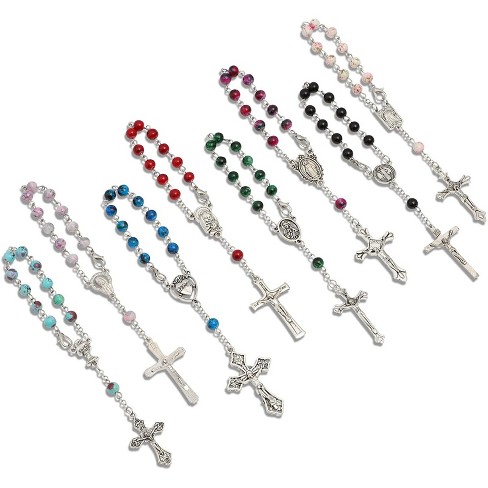 Juvale 24 Bulk Pack Mini Catholic Rosary Bracelets, Prayer Beads For ...
