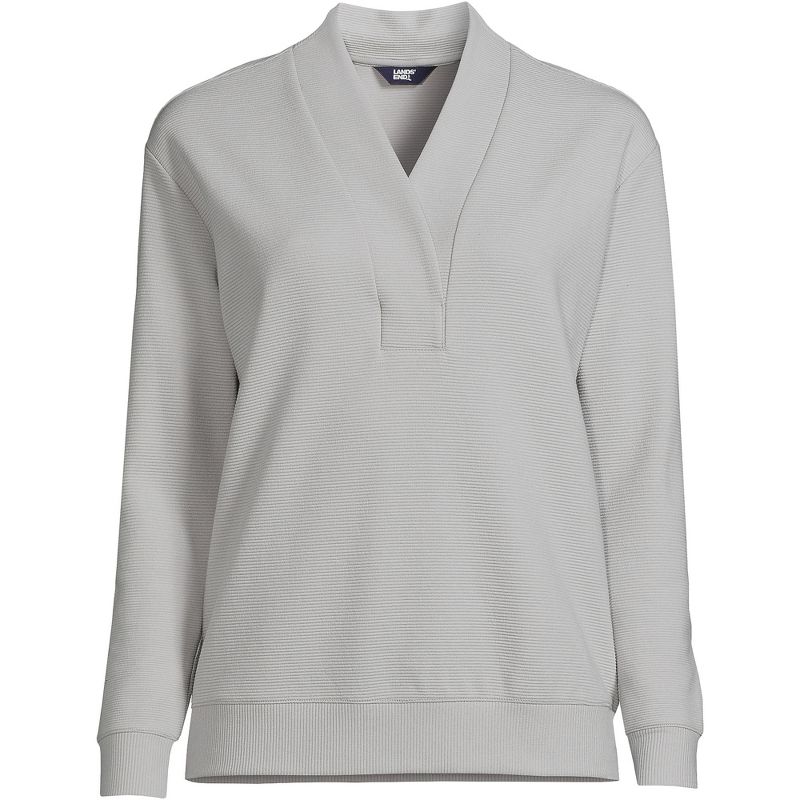 Lands' End Women's Long Sleeve Ottoman Shawl Collar Pullover, 3 of 5