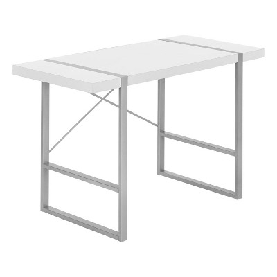 Monarch Specialties Computer Desk Home Office Laptop 48InchL Work Metal Laminate White Grey Contemporary Modern