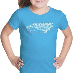 LA Pop Art Girl's Word Art T-shirt - North Carolina - 1 of 4