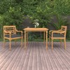 vidaXL Outdoor Dining Set - 3 Piece Patio Set, Solid Teak Wood, Square Table, Retro Style, Cushioned Chairs, Dark Grey Cushions - 2 of 4