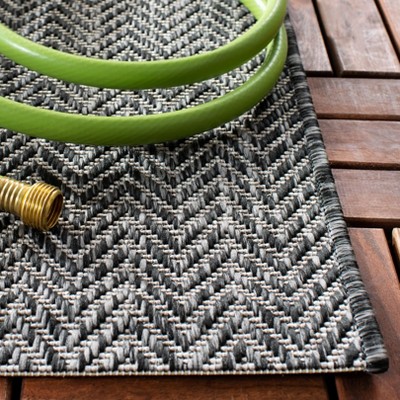 Safavieh 9' Square Black Synthetic Non-slip Indoor/Outdoor Rug