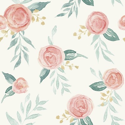 RoomMates Watercolor Roses Magnolia Home Wallpaper