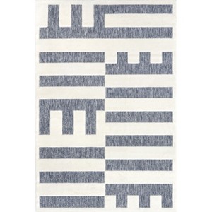 Nuloom Neri Geometric 8x10 Indoor/Outdoor Area Rug for Living Room Patio Deck Front Porch Kitchen, Blue Grey/Ivory - 1 of 4