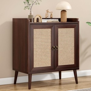 SEVOBAL Utility Storage Cabinets Vintage Rattan Sideboard Cabinet, Stylish Storage for Dining Room, Living Room and Hallway, Brown, 15"*26.4"*30" - 1 of 4