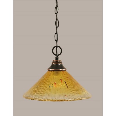 Toltec Lighting Any 1 - Light Pendant in  Black Copper with 12" Gold Champagne Crystal Shade