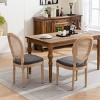 French Country Rattan Back Dining Chairs Set of 2 with Linen Seat and Carved Wood Frame for Dining Room-Cuddlewood - 2 of 4