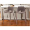 HomeRoots Set of Two 26" Brown Faux Leather And Steel Low Back Counter Height Bar Chairs - 2 of 4