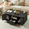 TiramisuBest Modern 46.5" Oval Coffee Table, Luxury Curved Center Table with Drawers & Storage, Black - 3 of 4