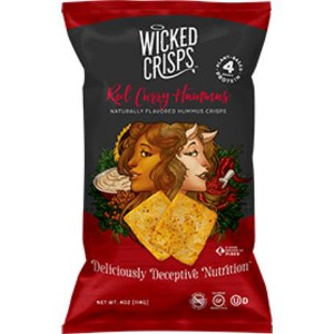 Wicked Crisps, Red Curry Hummus, Deliciously Deceptive Nutrition, Gluten Free, Non-GMO, Kosher 4oz party-size bag (4 PACK) - 1 of 2