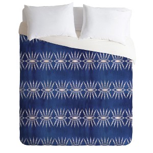 King Schatzi Brown Geo Mila Eye Stripe Comforter Set Brown/Blue - Deny Designs