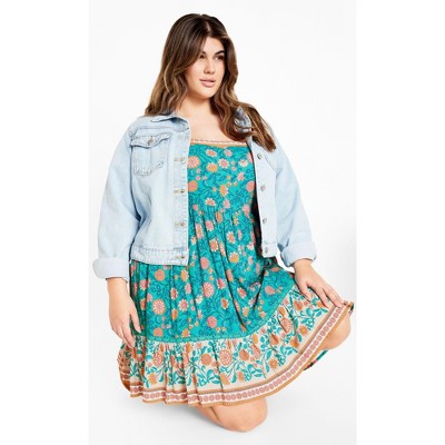 Women's Plus Size Aurora Mini Dress - turquoise | CITY CHIC