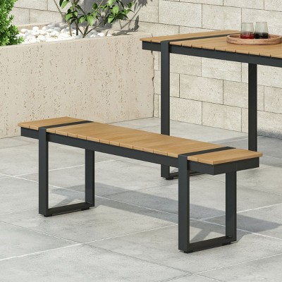 Moden 58'' Dining Bench,Outdoor Wooden Picnic Barbeque Bench,Patio Backyard Balcony Garden Poolside Balcony Bench,Outdoor Furniture-Cuddlewood