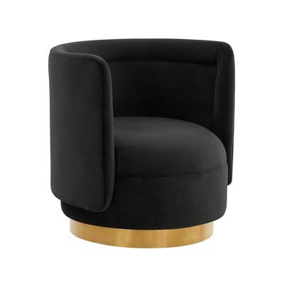 Remy Velvet Swivel Chair Black 27.1"W x 25.5"D x 28.3"H