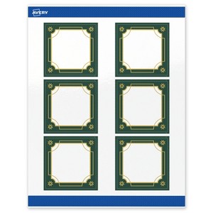 Avery Labels, 3" x 3", Gold-Green Border, Glossy, 60ct - 1 of 4