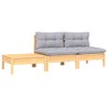 VidaXL 3 Piece Patio Lounge Set with Gray Cushions Solid Pinewood - 2 of 4