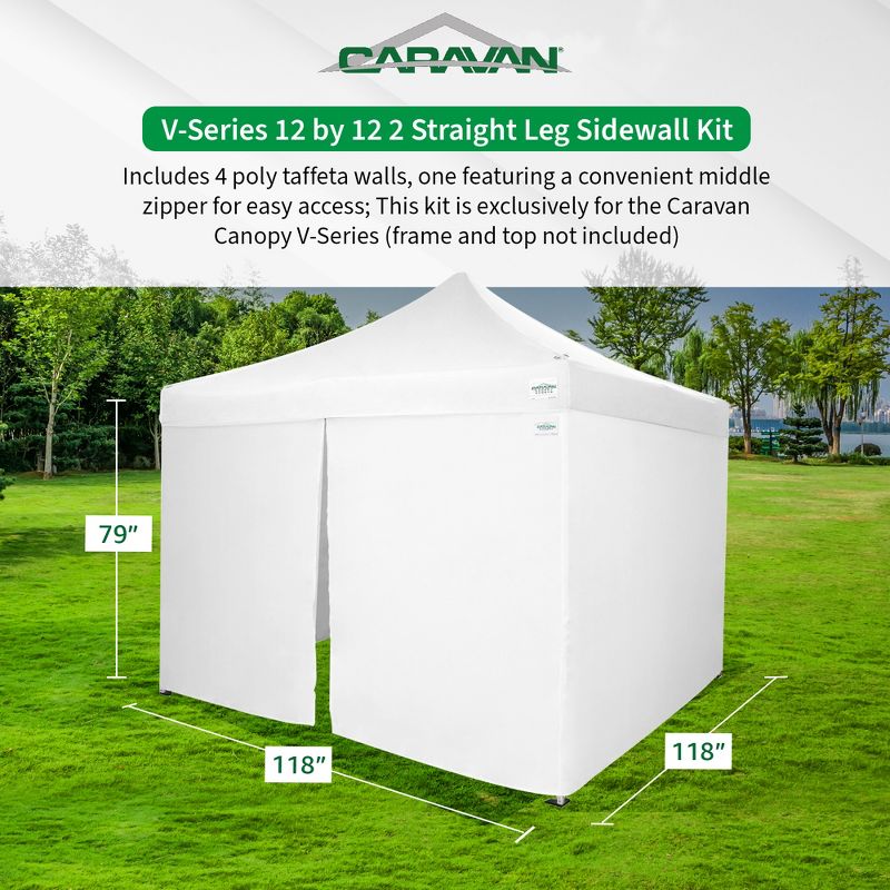 Caravan Canopy V-Series 10 x 10' 2 Straight Leg Sidewall Kit & M-Series Pro 2 10 x 10 Foot Shade Tent with Roller Bag & Set of 4 6-Pound Weight Plates, 3 of 7