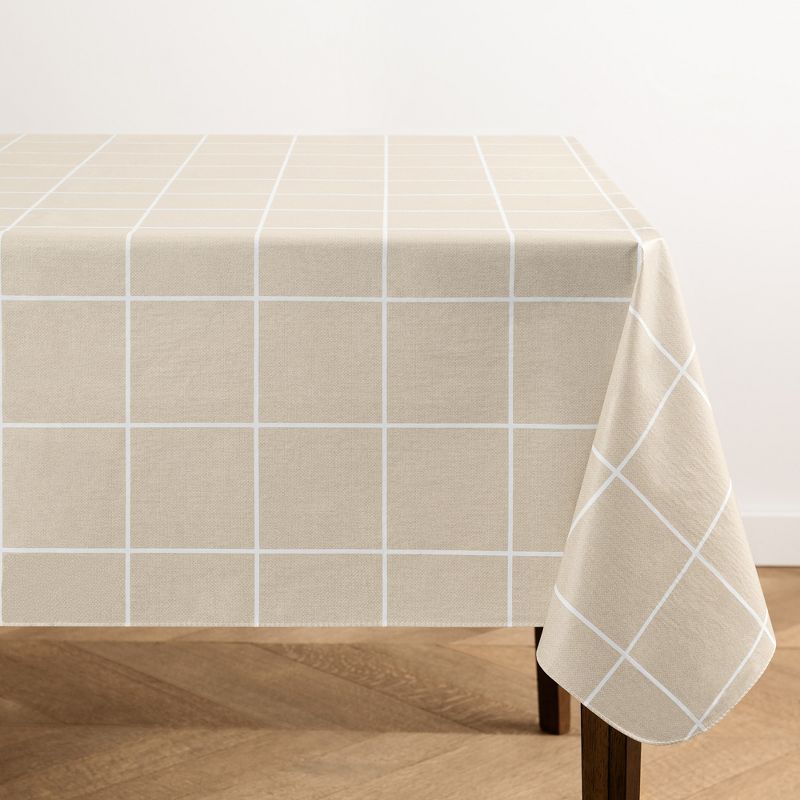 Windowpane Plaid Grid Printed Vinyl Indoor/Outdoor Tablecloth - Elrene Home Fashions, 1 of 5