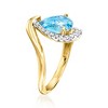 Ross-Simons 1.80 Carat Swiss Blue Topaz Ring With .41 ct. t.w. Lab-Grown Diamonds in 18kt Gold Over Sterling - 3 of 4