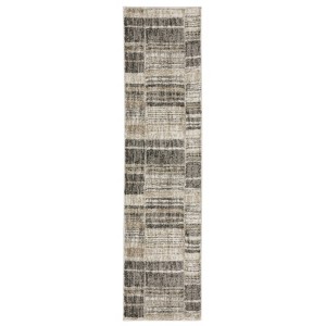 Captiv8e Designs Cayden Contemporary Distressed Lines Tan/Charcoal Rug - 1 of 4