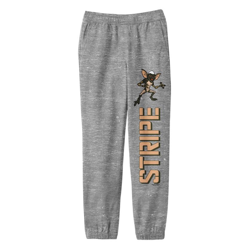Gremlins "Stripe" Character Vertical Text Youth Heather Gray Graphic Jogger Pants, 1 of 4
