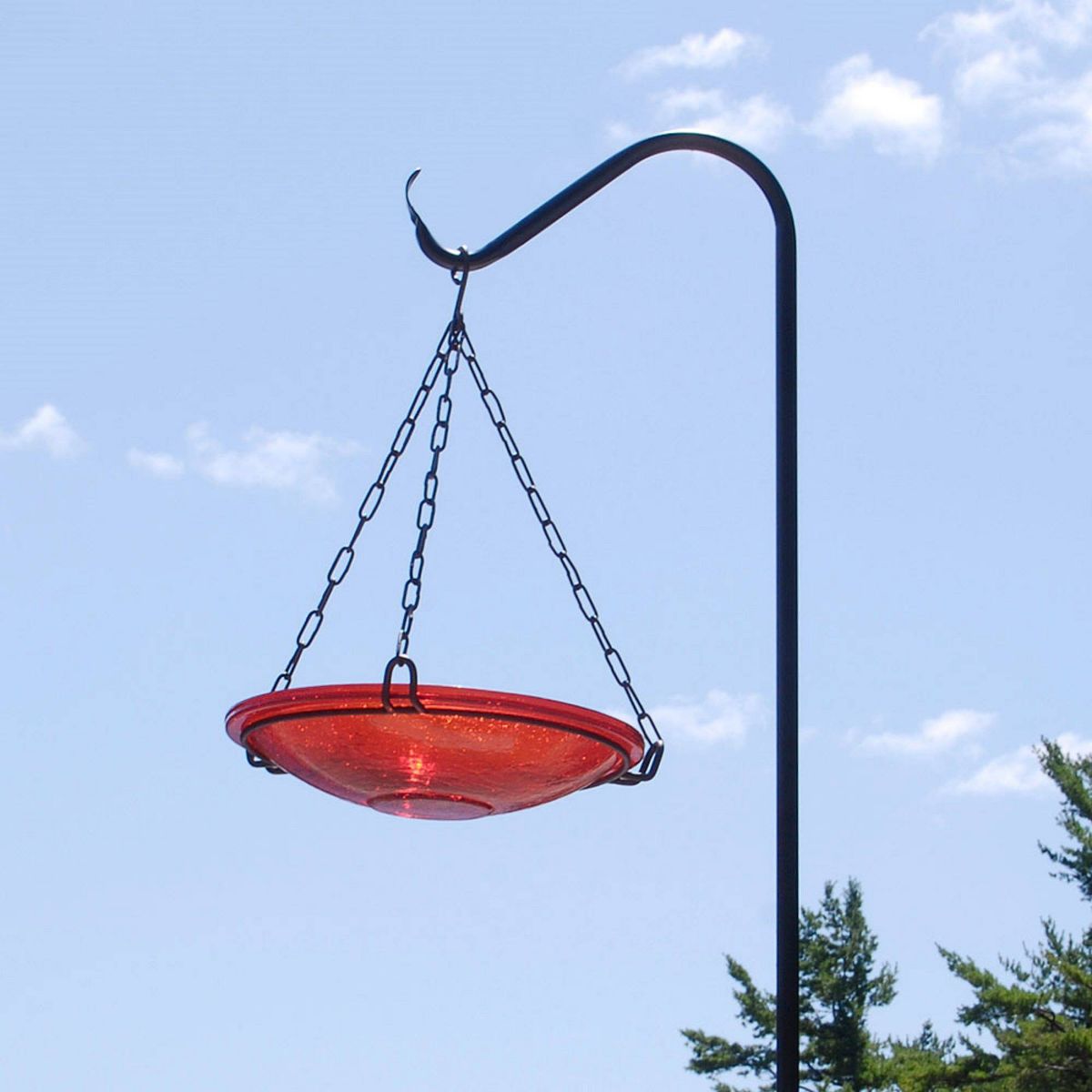Achla Designs 17" Reflective Crackle Glass Hanging Birdbath Bowl Red: No Assembly, Includes Hook - thumbnail 2