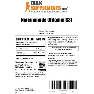 BulkSupplements Vitamin B3 (Niacinamide) Powder
