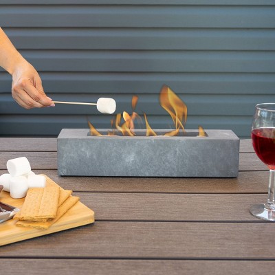Gray Concrete Tabletop Gas Fire Pit