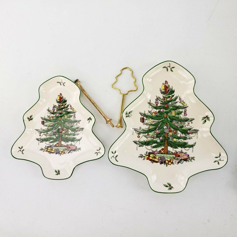 Spode Christmas Tree Sculpted 2 Tier Server - 10 & 8 Inch, 2 of 4