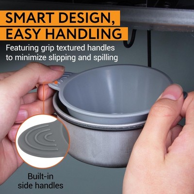 Gray Silicone Grill Grease Cup Liners with Lids, 2-Pack