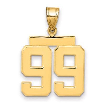 Black Bow Jewelry 14k Yellow Gold, Athletic Collection Medium Polished Number 99 Pendant